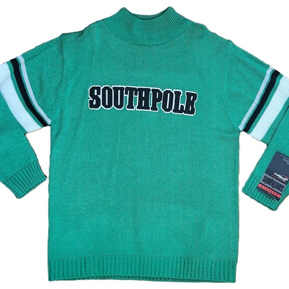 South Pole Men's Green Turtleneck Pullover Sweater Chunky Ribbed Knit - L - Picture 1 of 6
